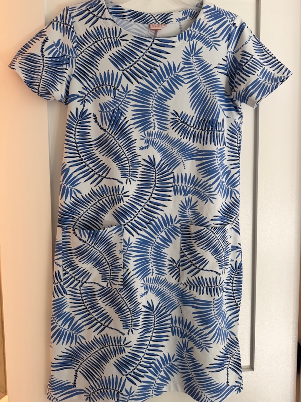 Persifor Blue Leaf Print Shift Dress